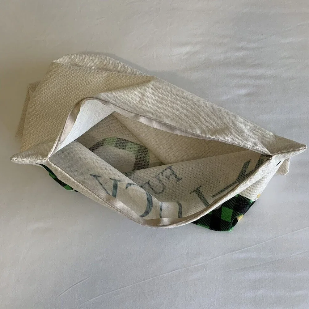 St Patricks Day Green Throw Pillow Cover 17” x 17” Truck Full of Luck Linen